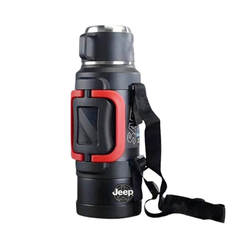 Jeep Thermos Water Bottle 3L Hot and Cold | Vacuum Insulated Thermal Bottle with Tea Filter, 304 Stainless Steel Interior, Handle + Shoulder Strap - Image 1